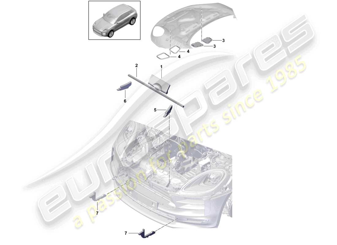 porsche 2021 (macan) enfriador de aire de carga diagrama de piezas