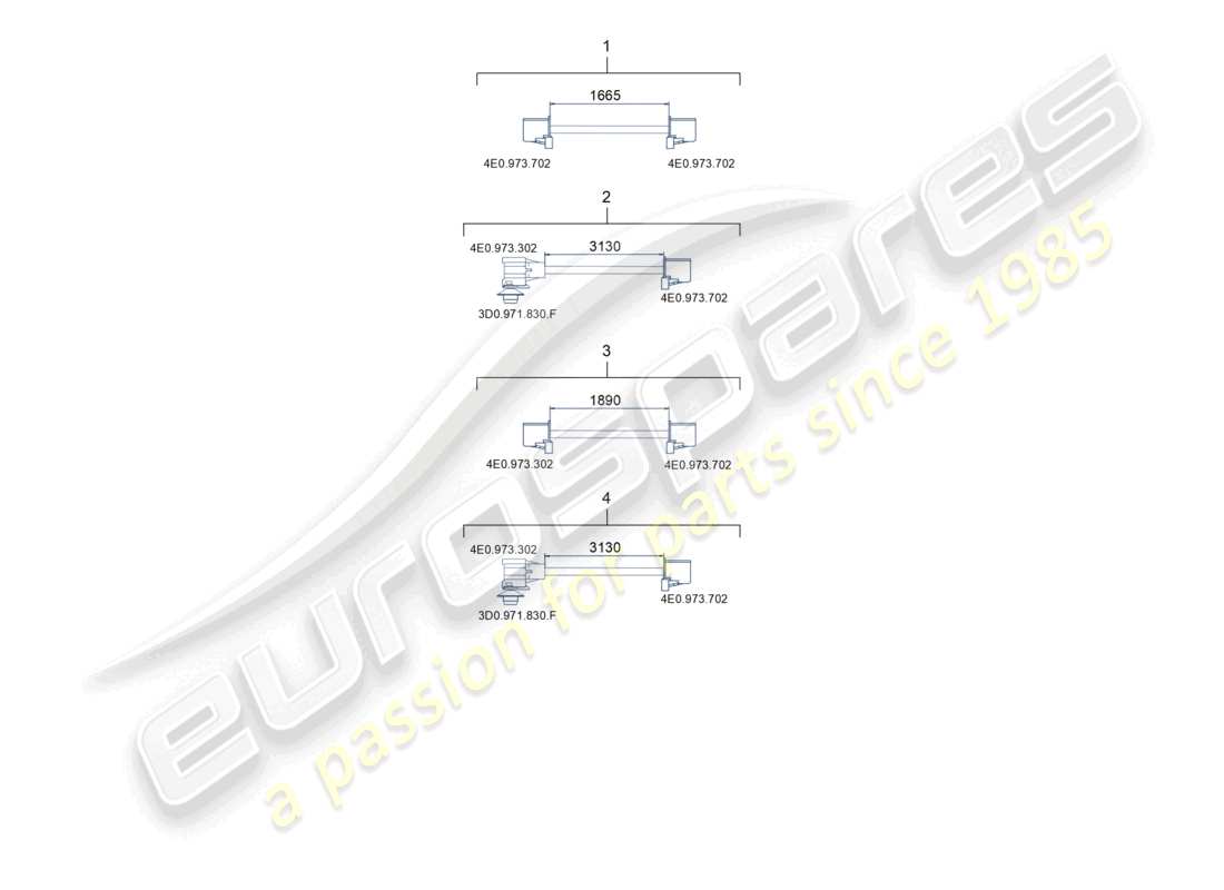 porsche 2021 (macan) diagrama de piezas del conductor de onda de fibra óptica de línea de conexión de un solo cable