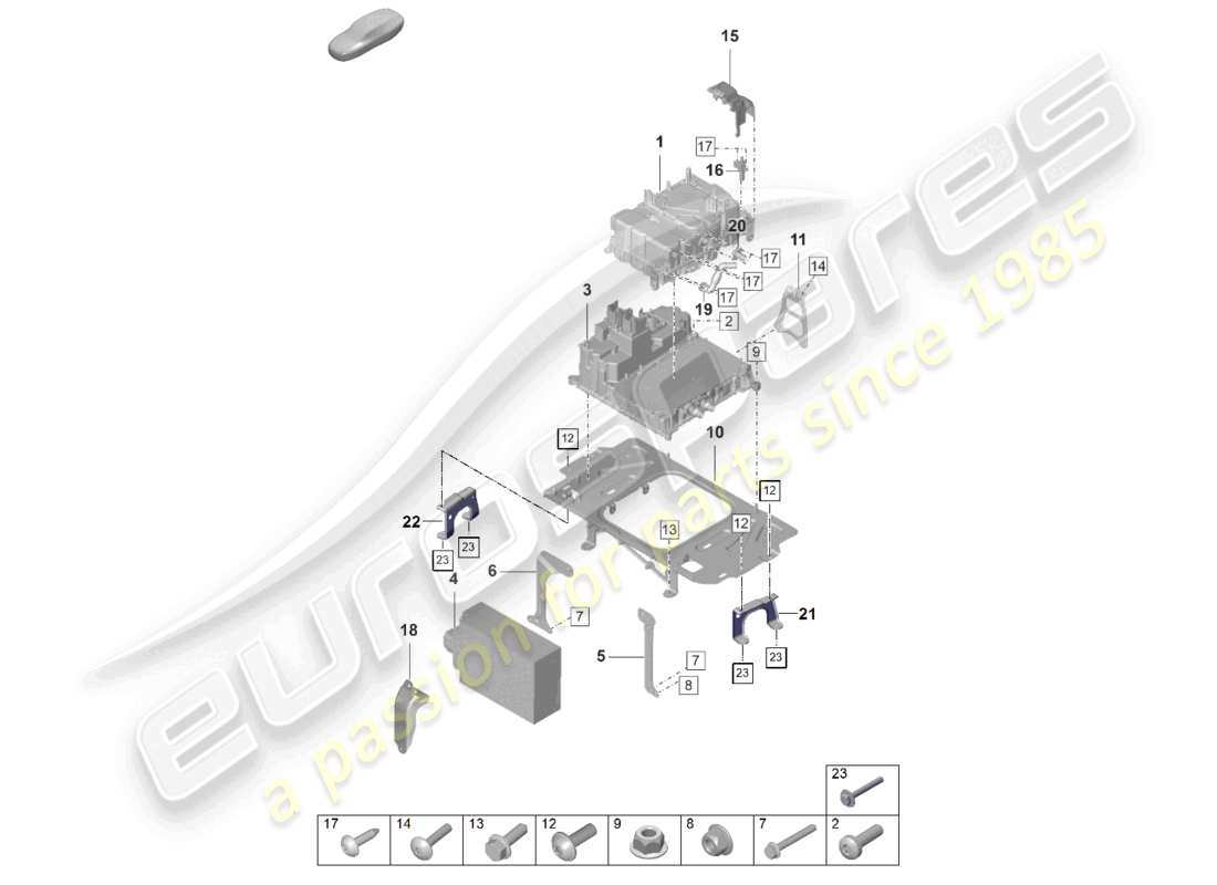 porsche 2022 (taycan 9j1-1) cargador para batería de alto voltaje diagrama de piezas del convertidor de voltaje