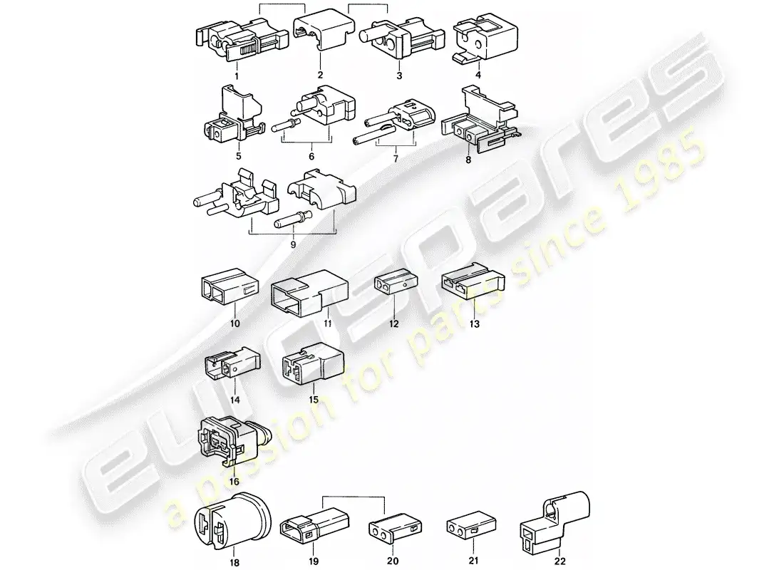 porsche 1986 (924s) carcasa del conector diagrama de piezas