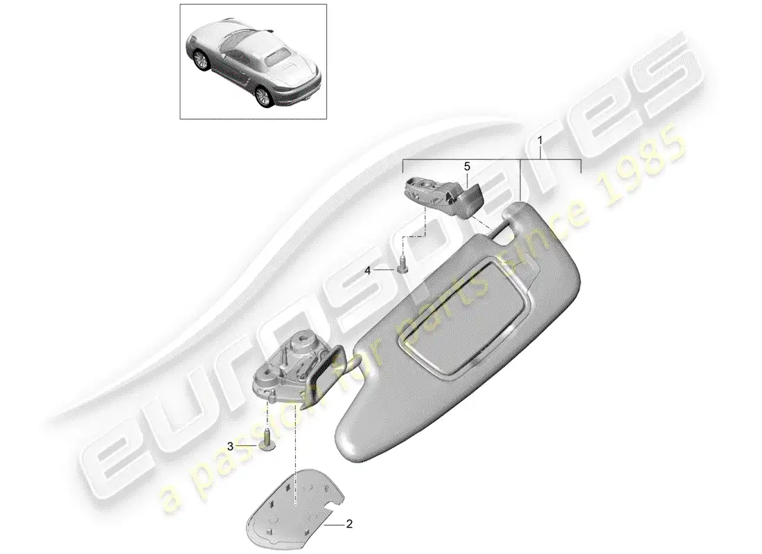 porsche 2017 (718 boxster) sun vizors diagrama de piezas