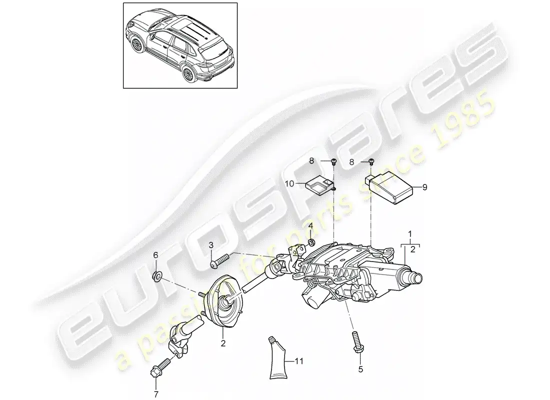 porsche 2013 (cayenne e2 92a) diagrama de piezas de la columna de dirección