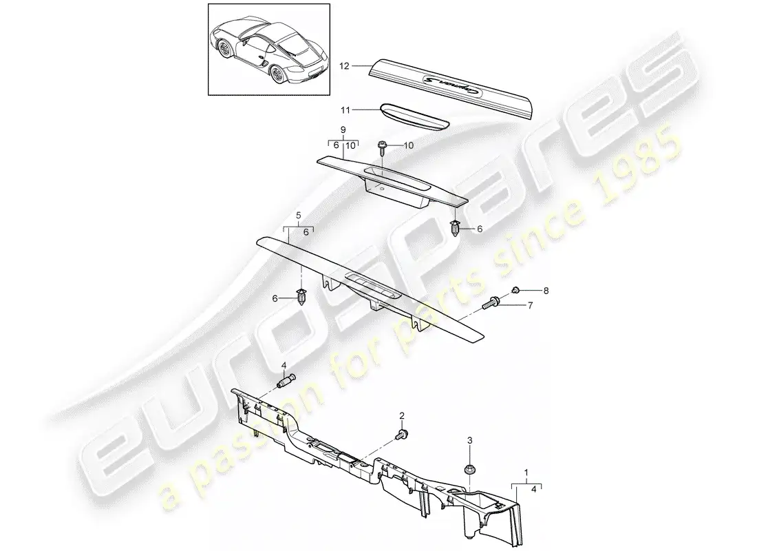 porsche 2012 (987 cayman) recubrimiento diagrama de piezas