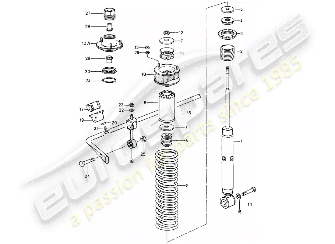 porsche 1992 (964) amortiguador - estabilizador diagrama de piezas