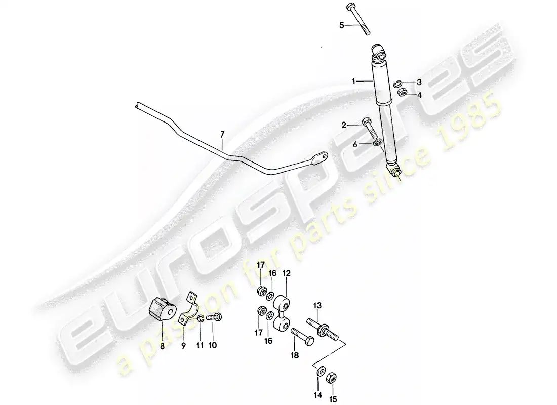 porsche 1986 (924s) amortiguador de vibraciones - estabilizador diagrama de piezas