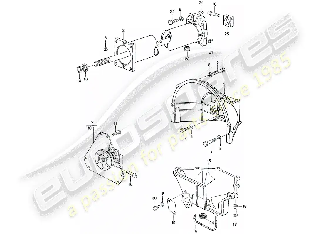 porsche 1990 (928) transmisión automática - tubo central diagrama de piezas