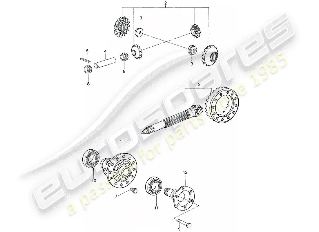 porsche 1996 (993) diferencial diagrama de piezas