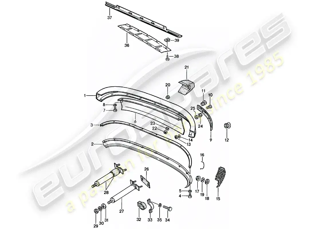 porsche 1981 (911) parachoque diagrama de piezas