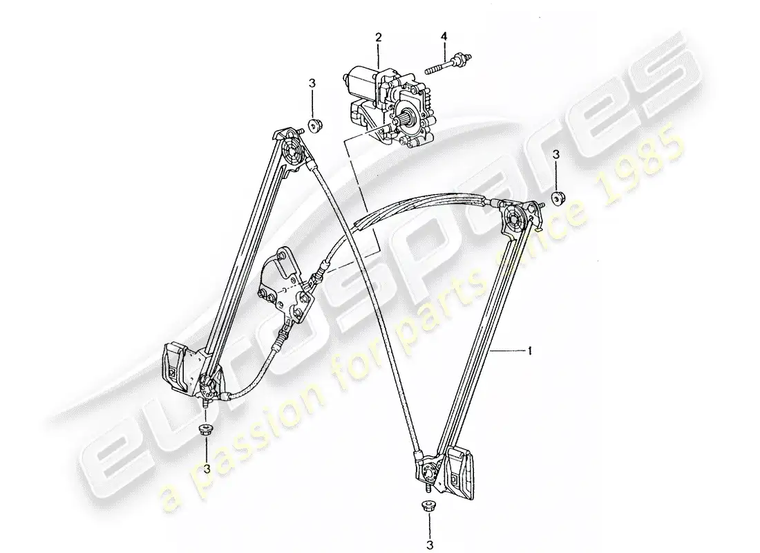 porsche 2003 (996 turbo / gt2) regulador de ventana diagrama de piezas