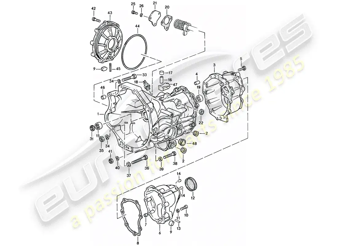 porsche 1982 (944) transmisión de repuesto - caja de transmisión - caja de cambios manual diagrama de piezas
