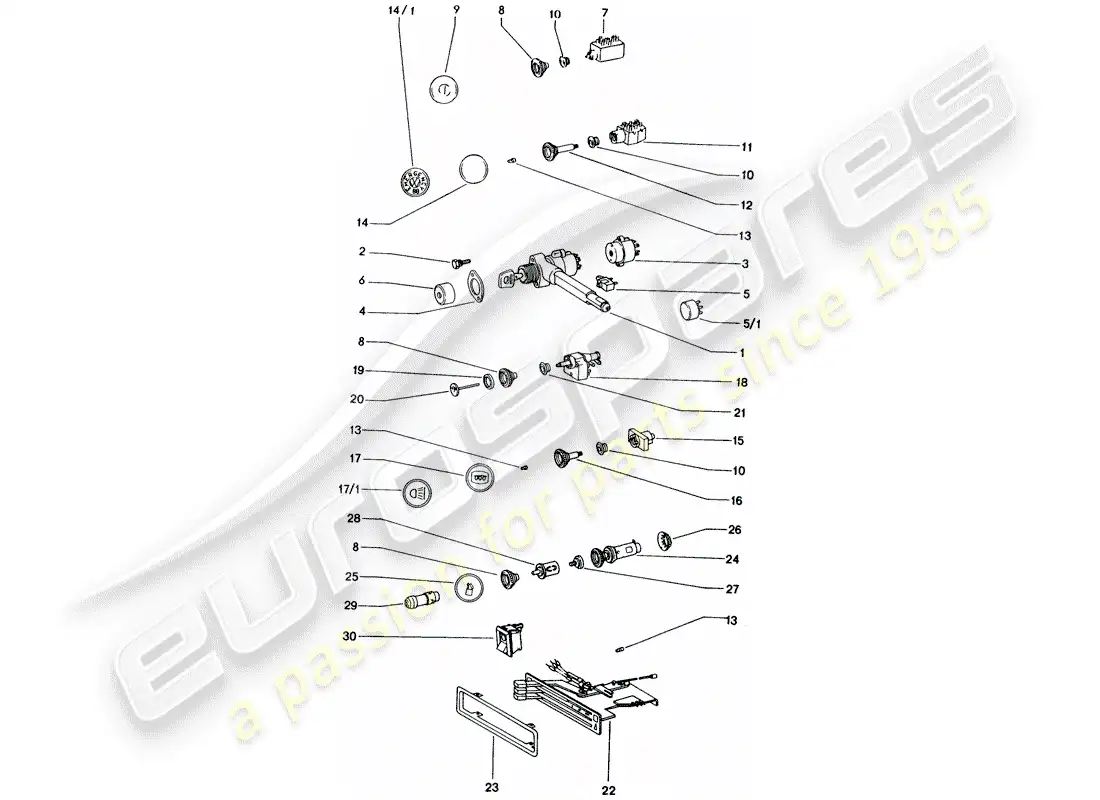 porsche 1975 (914) interruptor - adorno del tablero diagrama de piezas