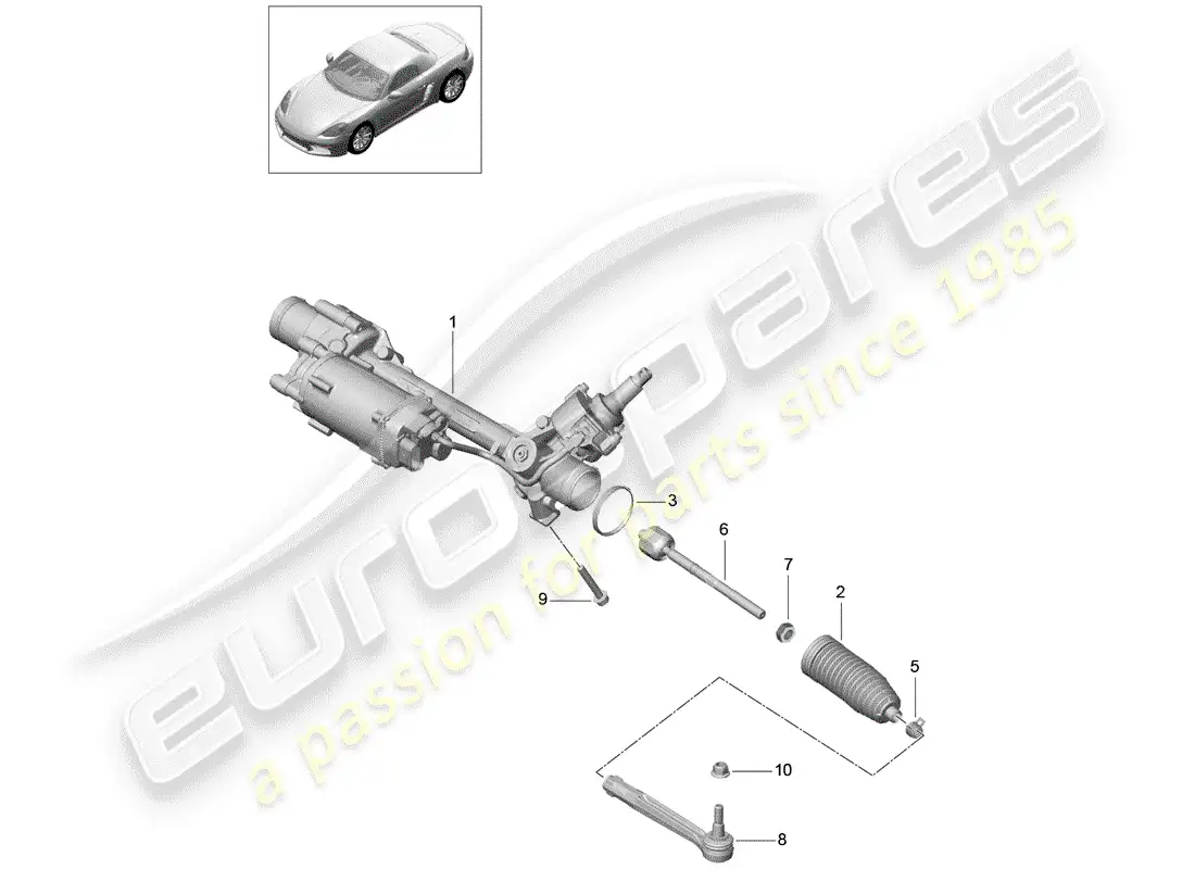 porsche 2017 (718 boxster) aparato de gobierno diagrama de piezas