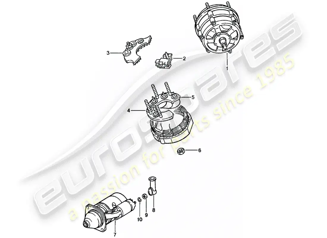 porsche 1981 (911) alternador - arranque diagrama de piezas
