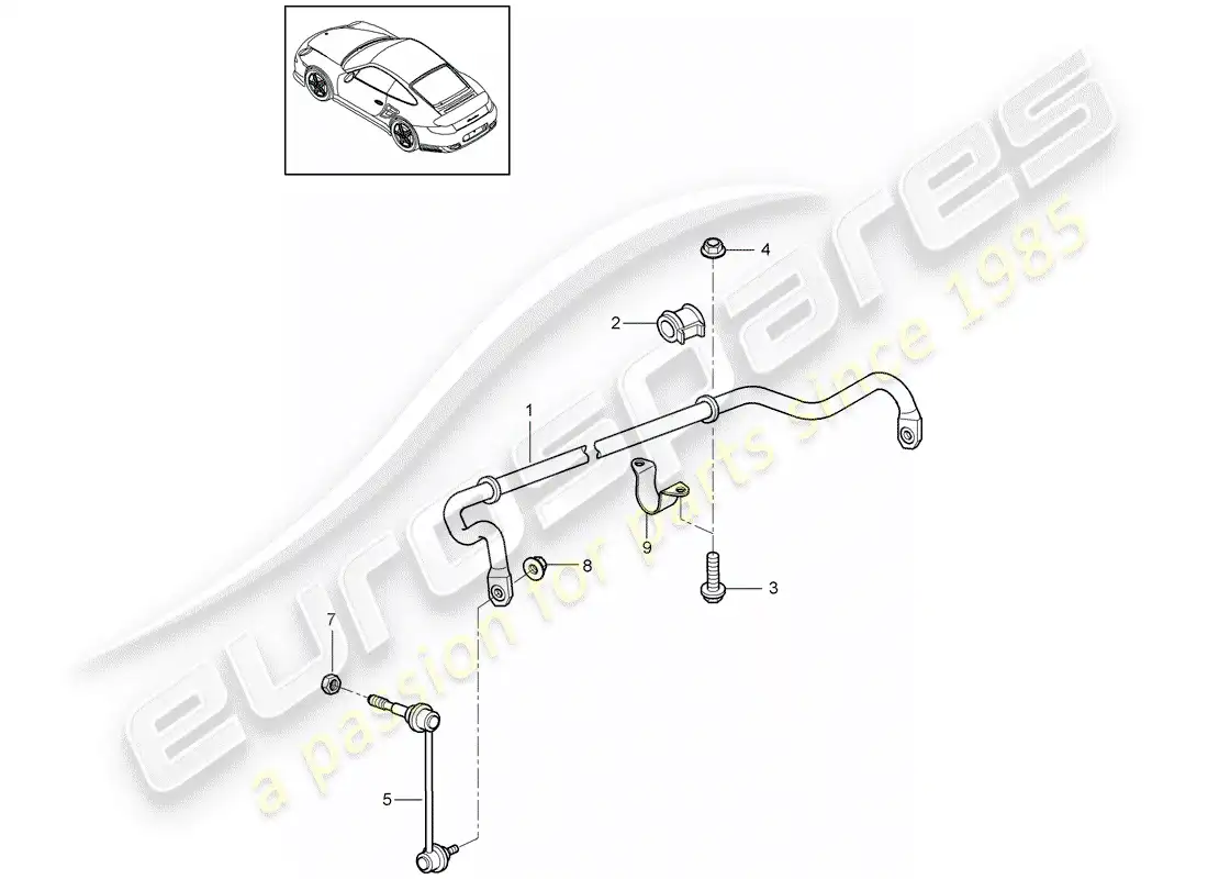 porsche 2013 (997-2 turbo / gt2 rs) estabilizador diagrama de piezas