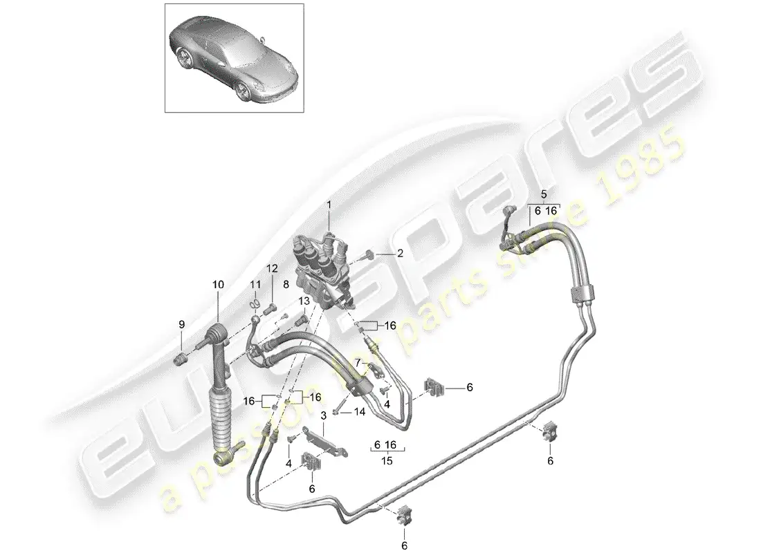 porsche 2012 (991-1) líneas diagrama de piezas