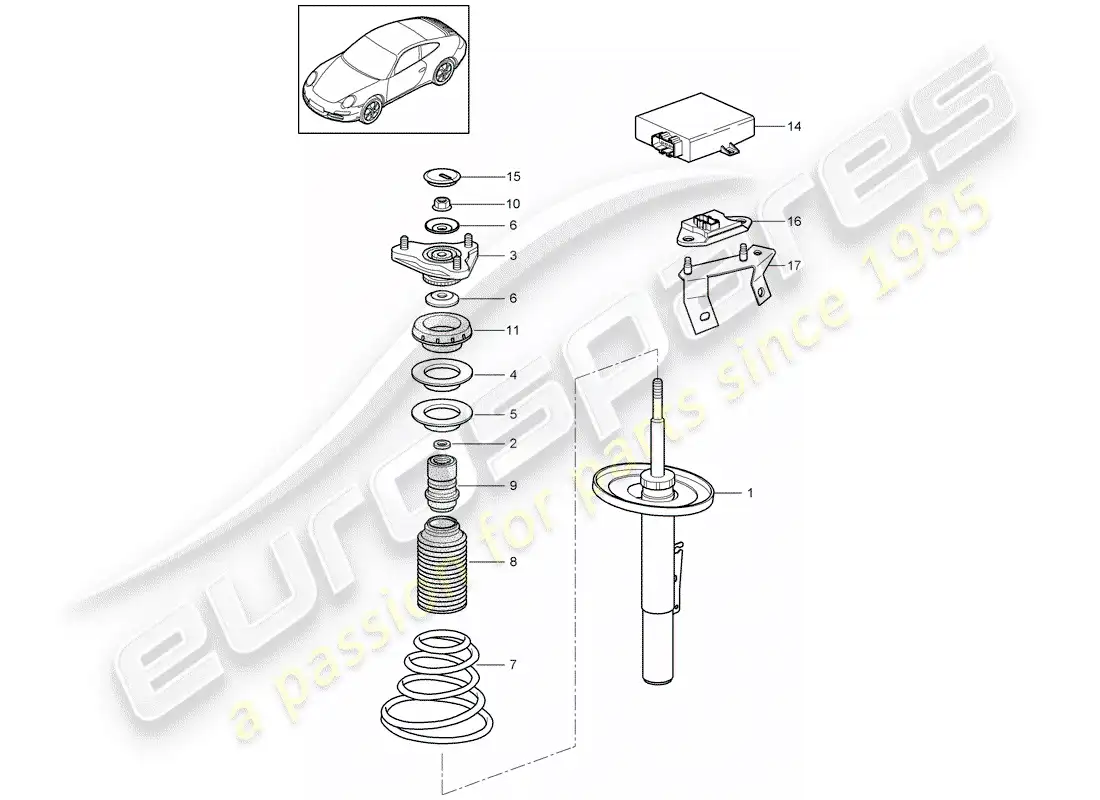 porsche 2010 (997-2) suspensión diagrama de piezas