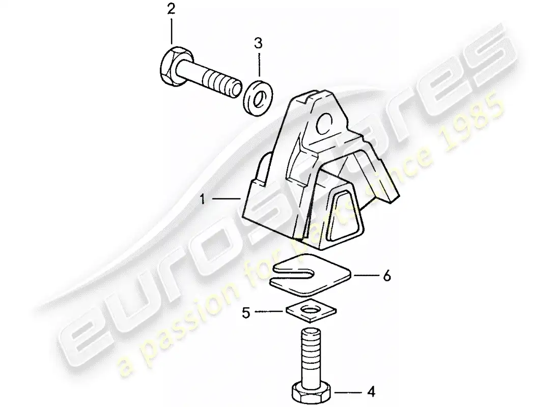 porsche 1990 (928) caja de cambios manual - suspensión de la transmisión diagrama de piezas
