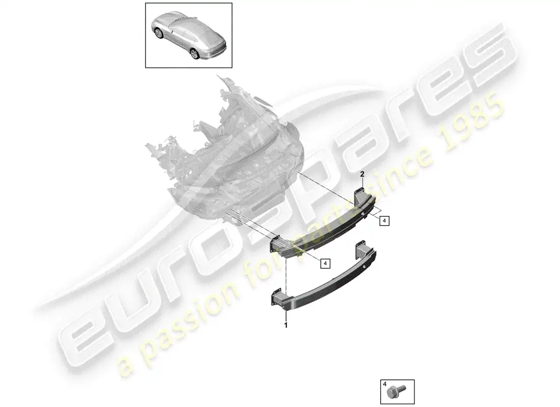 porsche 2017 (panamera 971-1) soporte de parachoques diagrama de piezas
