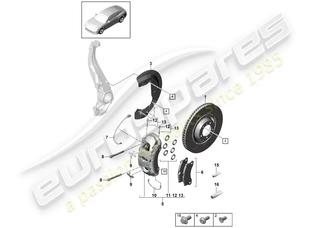 porsche 2019 (panamera 971-1) frenos de disco diagrama de piezas