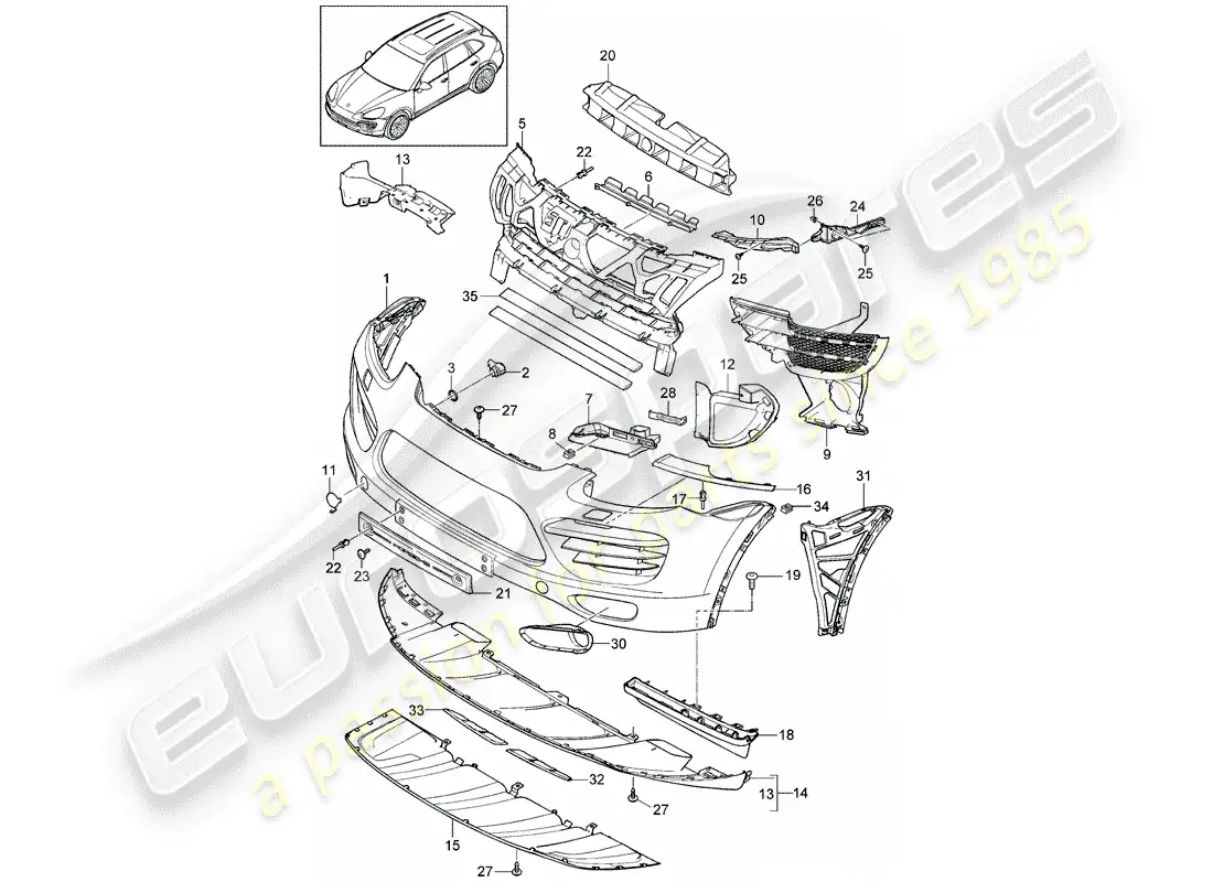 porsche 2016 (cayenne e2 92a) recubrimiento diagrama de piezas