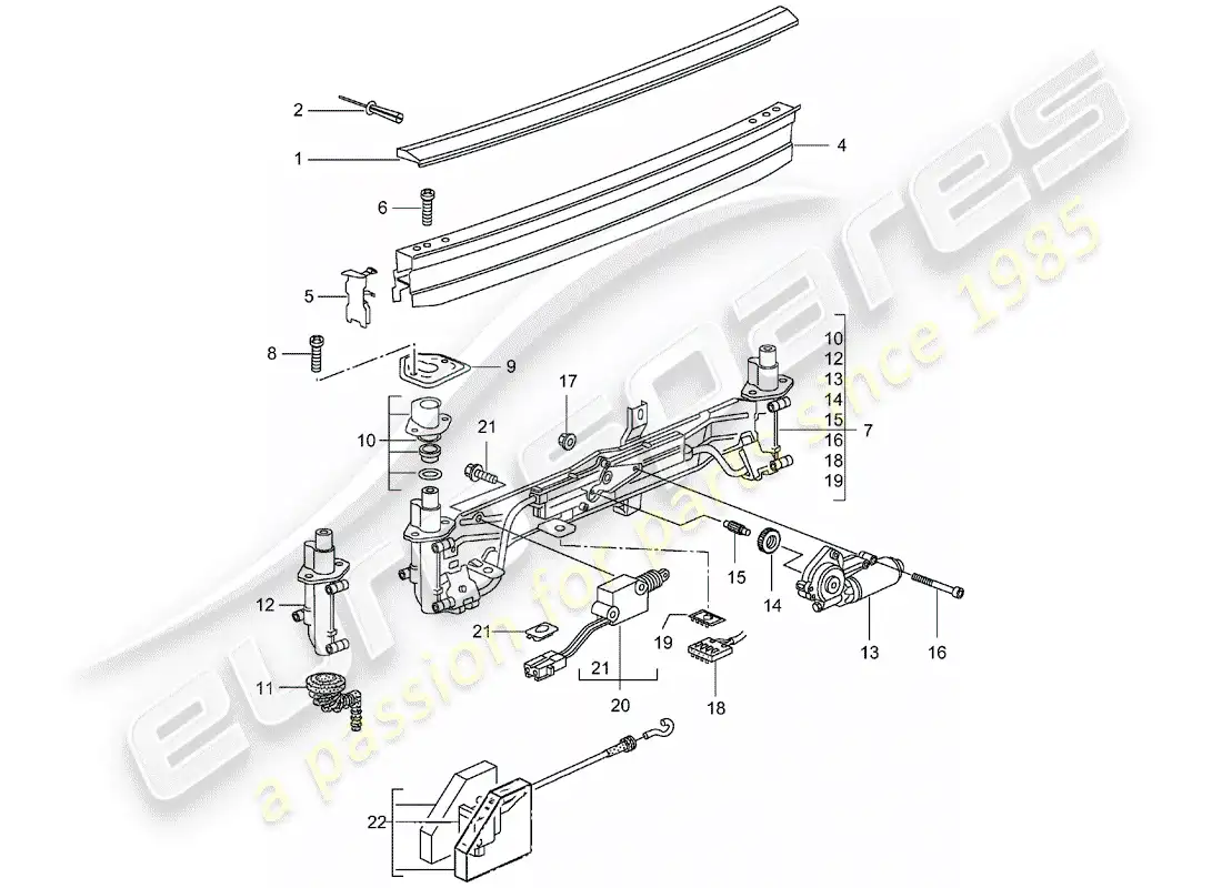 porsche 1998 (986 boxster) alerón trasero diagrama de piezas