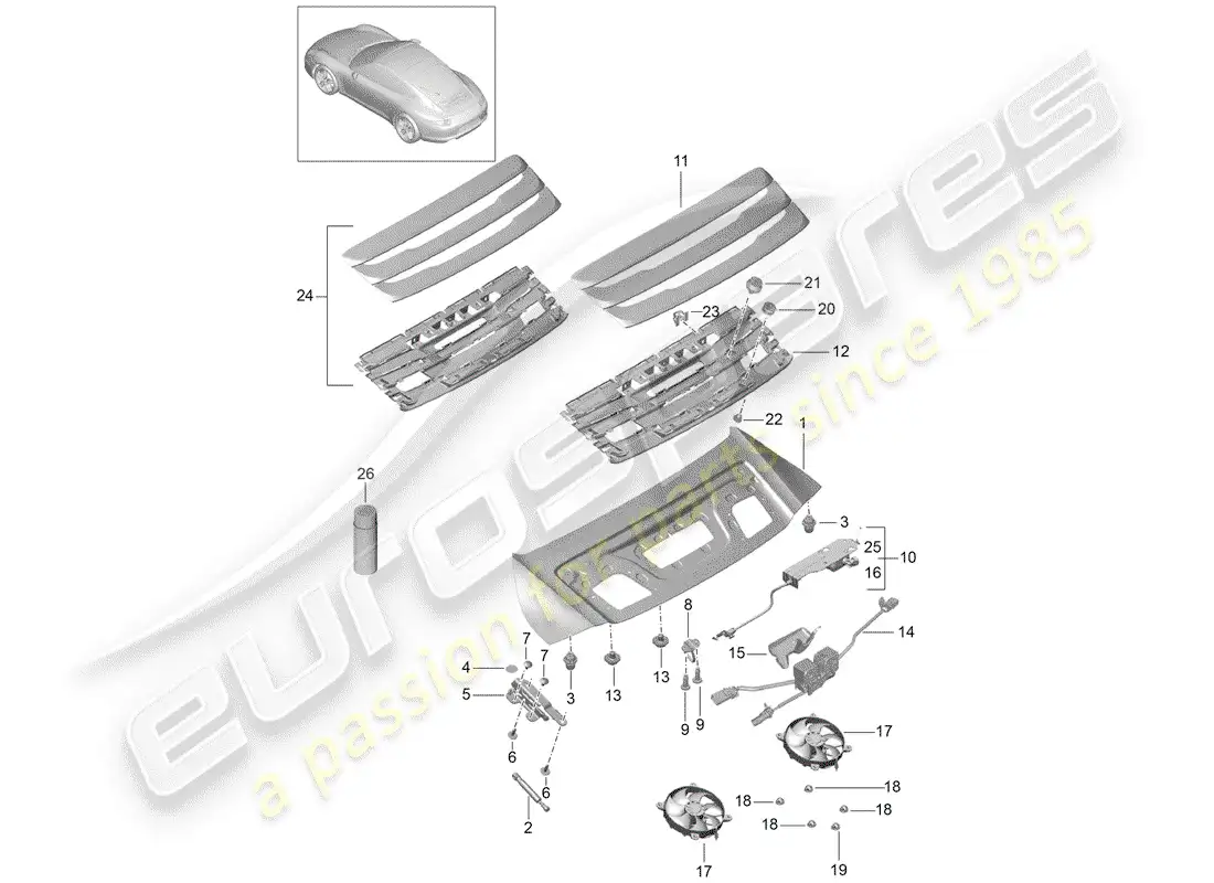 porsche 2014 (991-1) cubrir diagrama de piezas