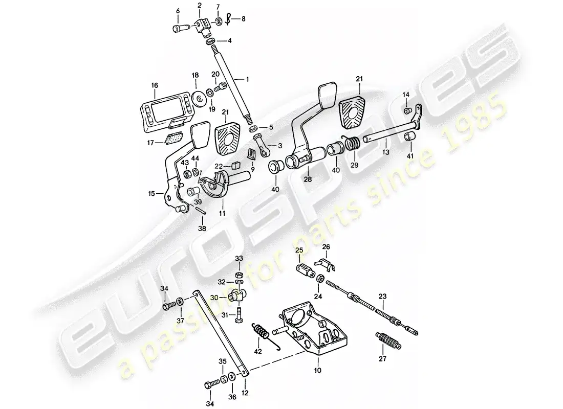 porsche 1984 (911) pedales diagrama de piezas