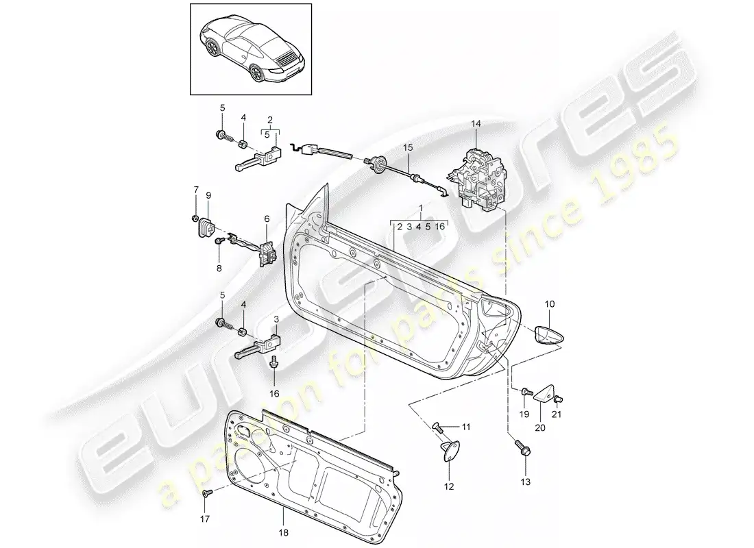 porsche 2010 (997-2) carcasa de la puerta diagrama de piezas