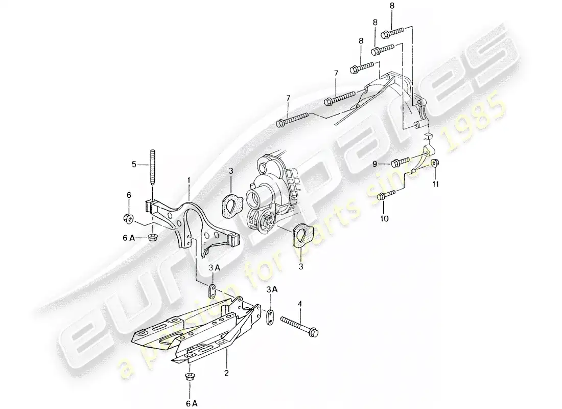 porsche 1998 (996) caja de cambios manual - soporte de caja de cambios - motor diagrama de piezas