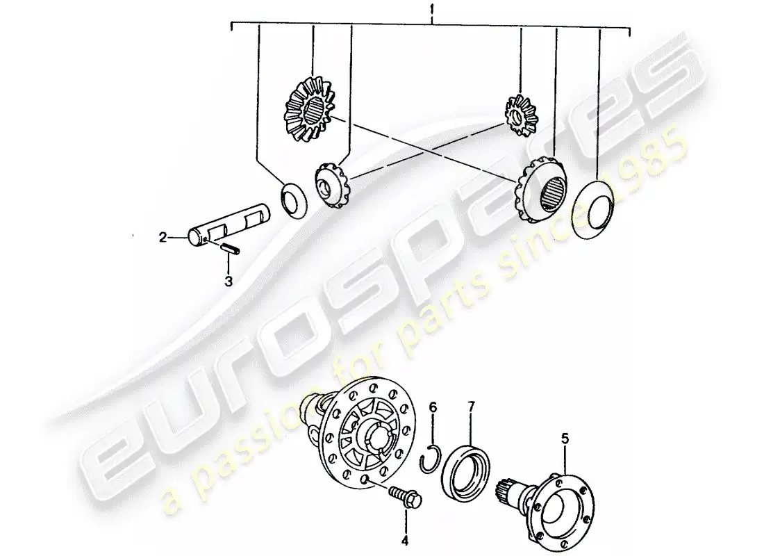 porsche 1999 (996) diferencial diagrama de piezas