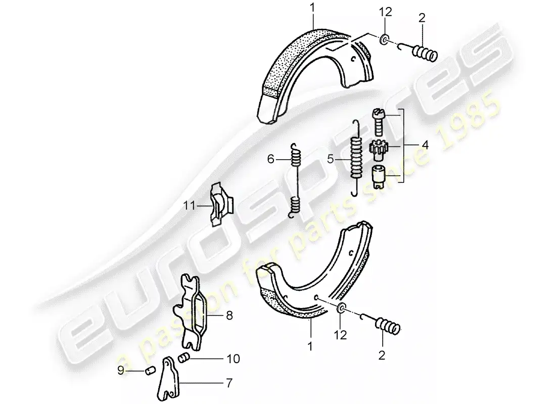 porsche 1994 (993) freno de mano diagrama de piezas