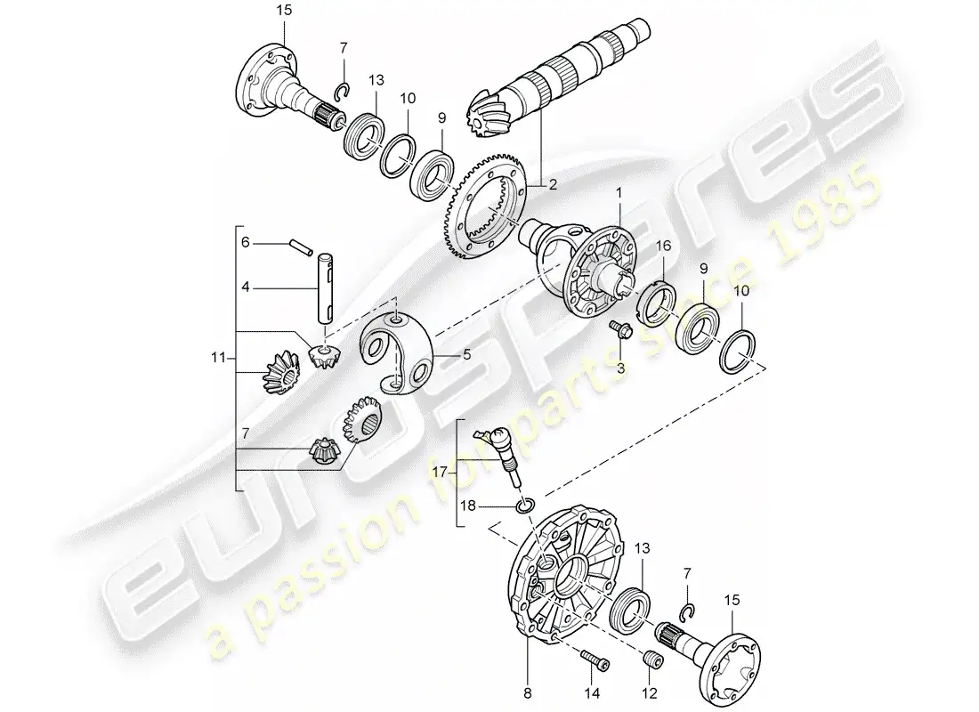 porsche 2006 (987 cayman) diferencial diagrama de piezas