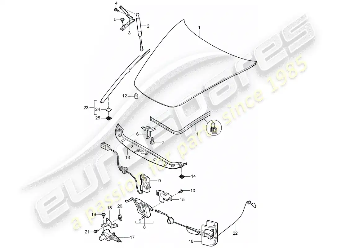 porsche 2009 997-2 turbo / gt2 cubrir diagrama de piezas