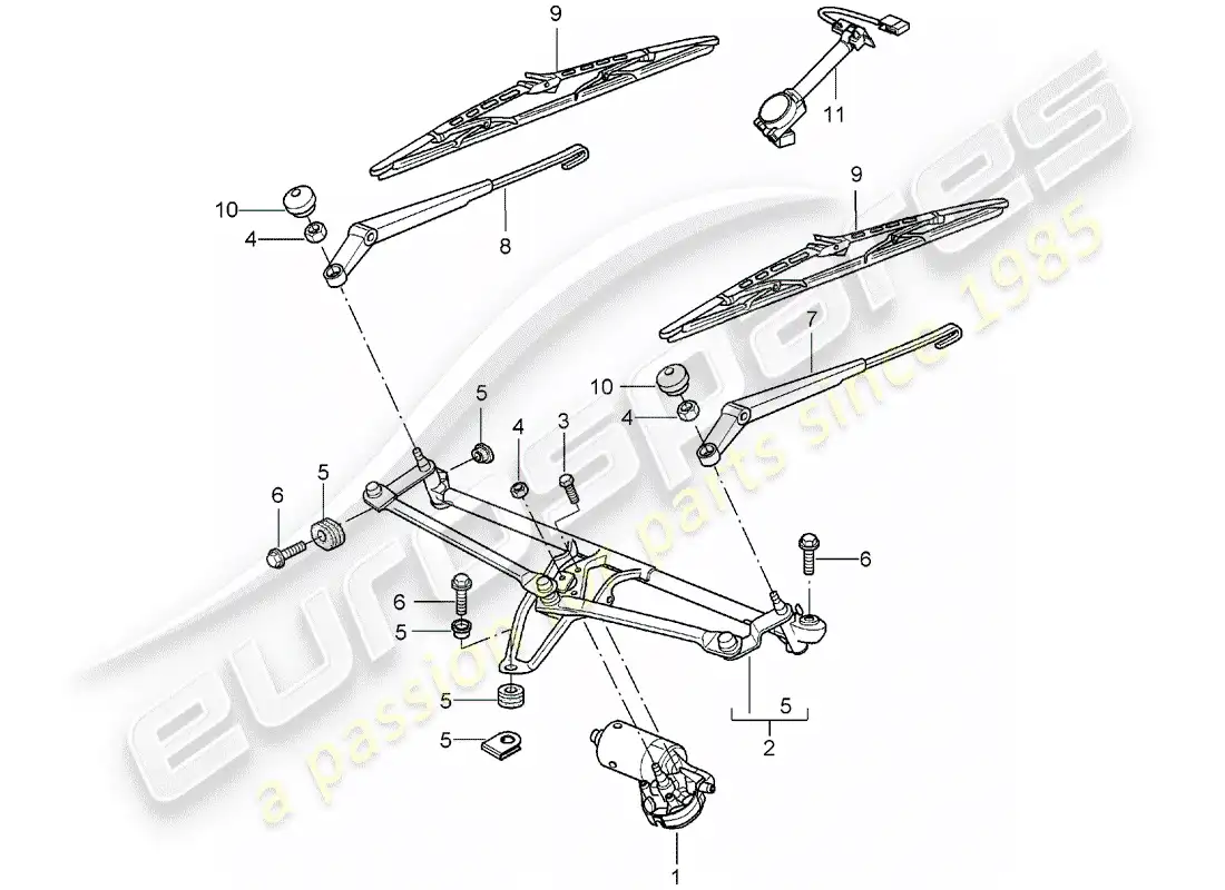 porsche 2007 (987 boxster) sistema limpiaparabrisas compl. diagrama de piezas