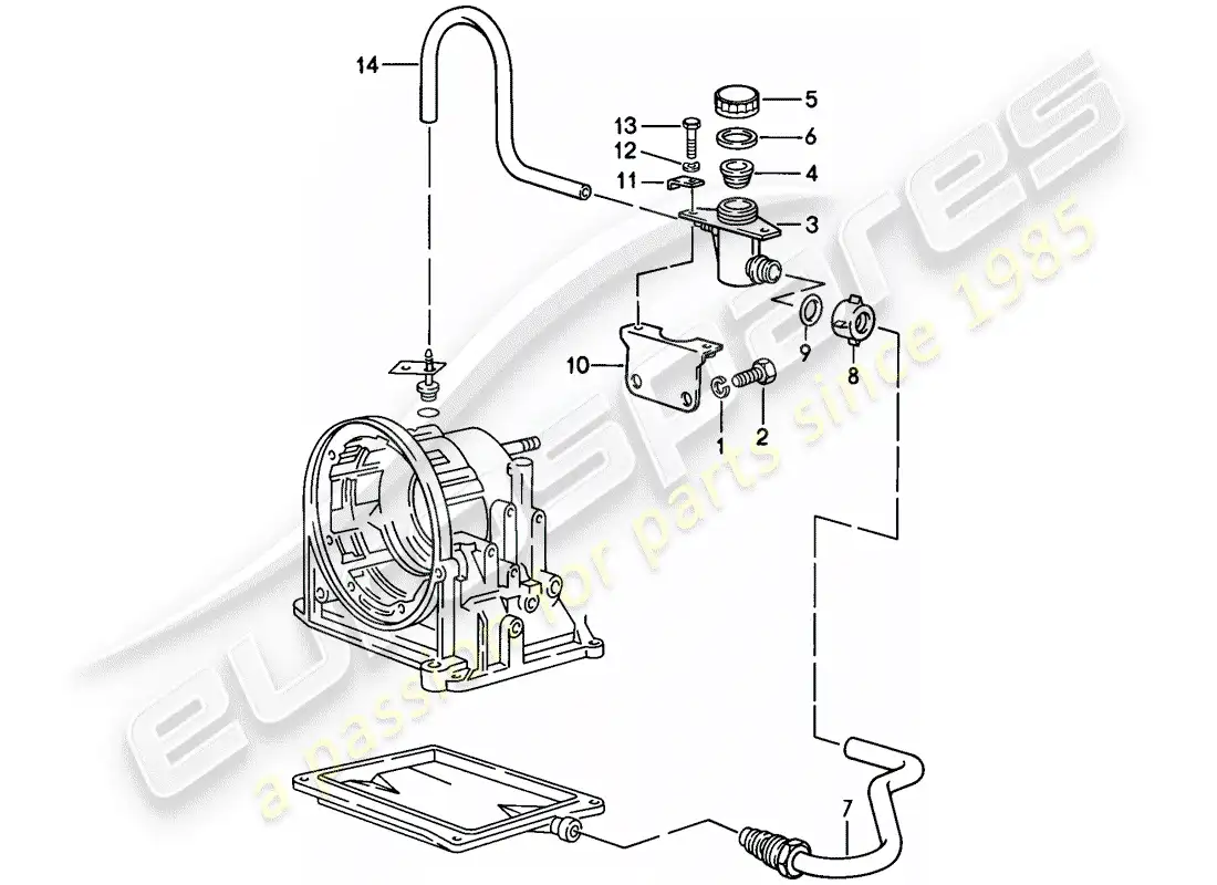 porsche 1984 (944) entrada de aceite - transmisión automática diagrama de piezas