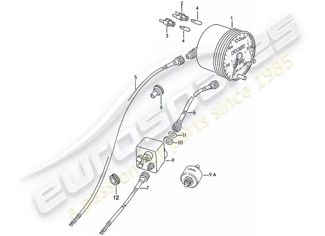 porsche 1979 (924) velocímetro - d >> - mj 1978 diagrama de piezas