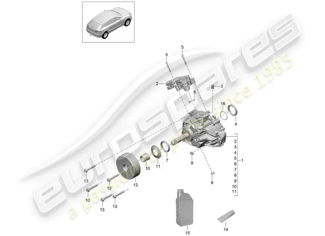 porsche 2016 (macan) caja de transferencia diagrama de piezas