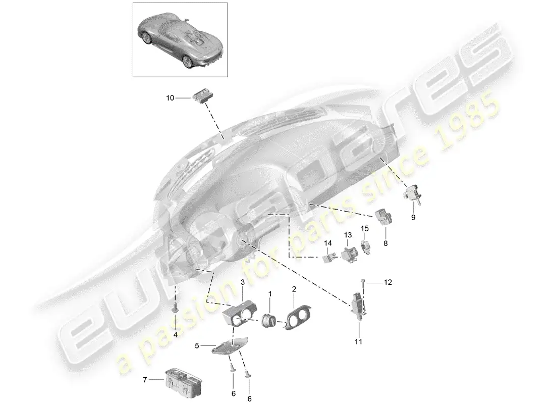 porsche 2015 (918 spyder) switch diagrama de piezas