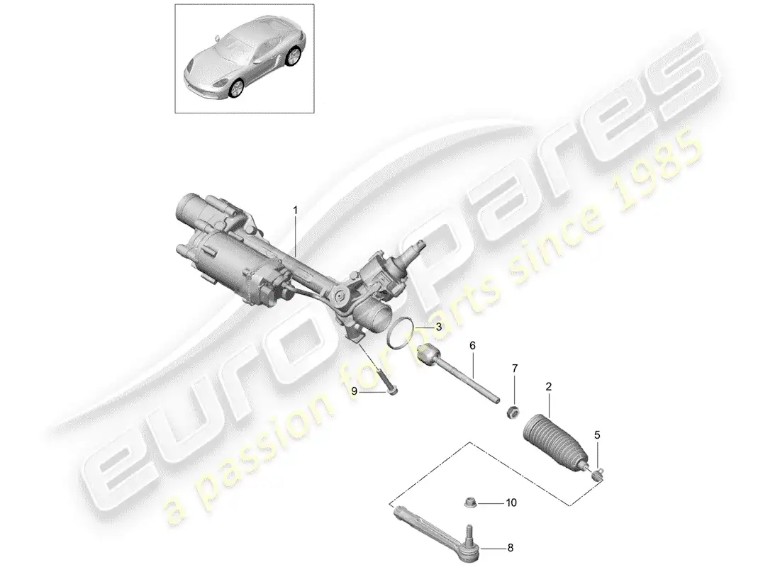 porsche 2017 (718 cayman) aparato de gobierno diagrama de piezas