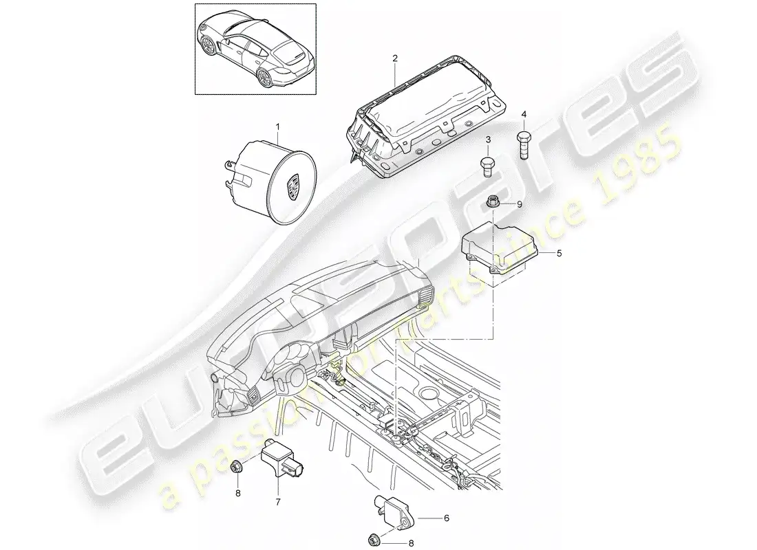 porsche 2016 (panamera 970) bolsa de aire diagrama de piezas