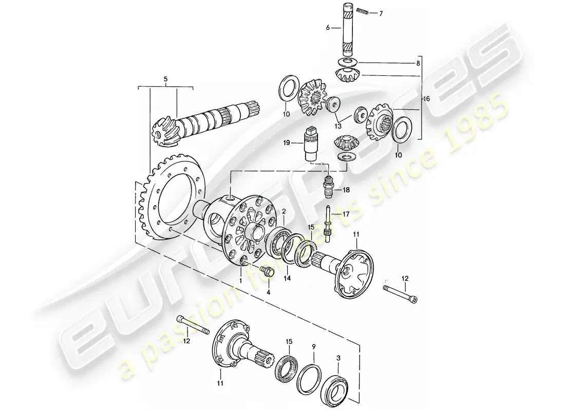porsche 1991 (944) diferencial - para - caja de cambios manual diagrama de piezas