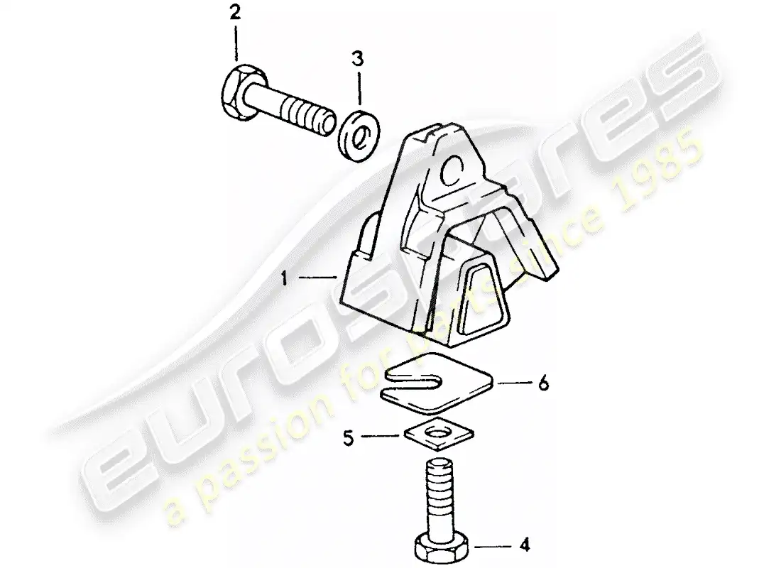 porsche 1994 (928) caja de cambios manual - suspensión de la transmisión diagrama de piezas