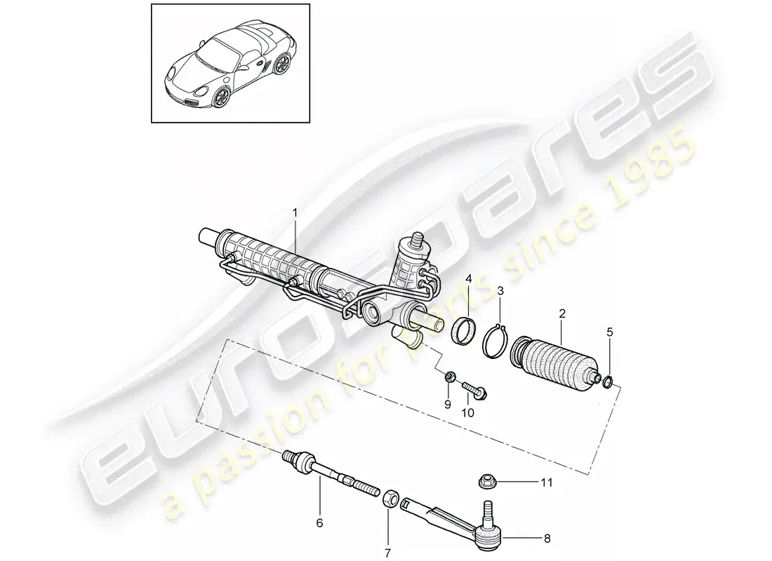 porsche 2011 (987 boxster) dirección asistida diagrama de piezas