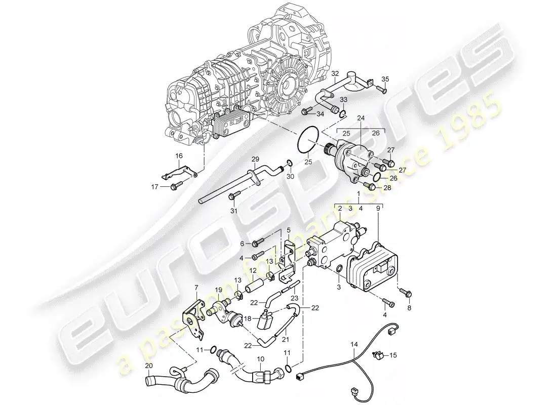 porsche 2009 997-2 turbo / gt2 gear oil cooler diagrama de piezas