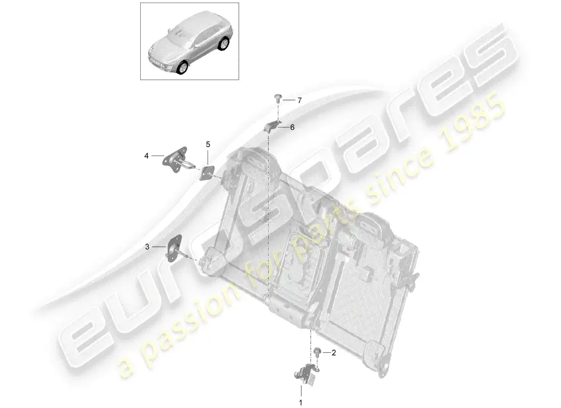 porsche 2015 (macan) soporte diagrama de piezas
