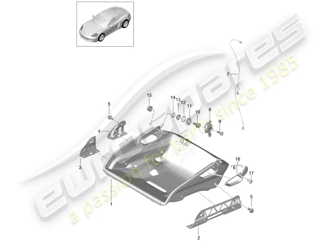 porsche 2019 (718 cayman) asiento diagrama de piezas