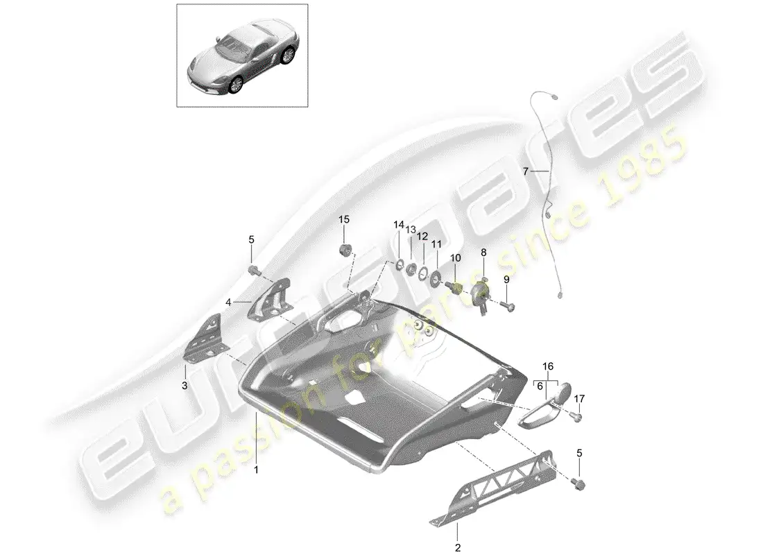 porsche 2019 (718 boxster) asiento diagrama de piezas