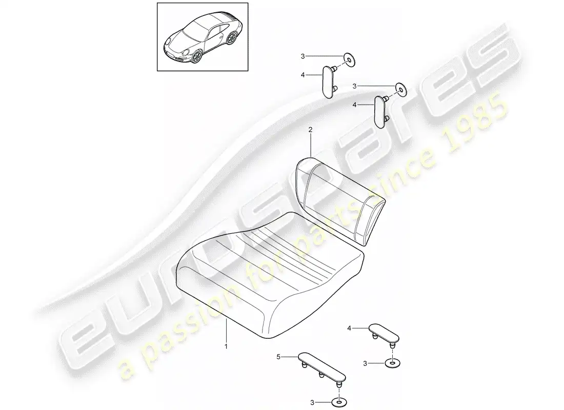 porsche 2012 (997-2) cojín del asiento trasero diagrama de piezas