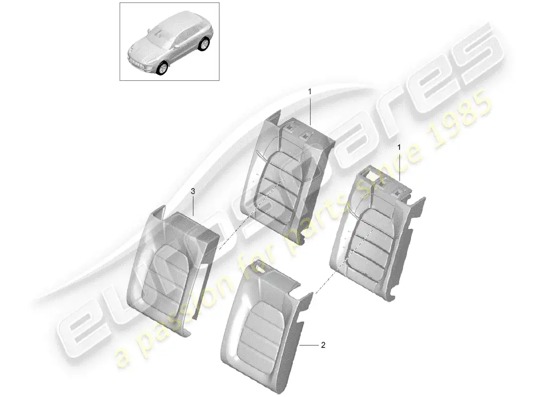 porsche 2015 (macan) parte de espuma diagrama de piezas