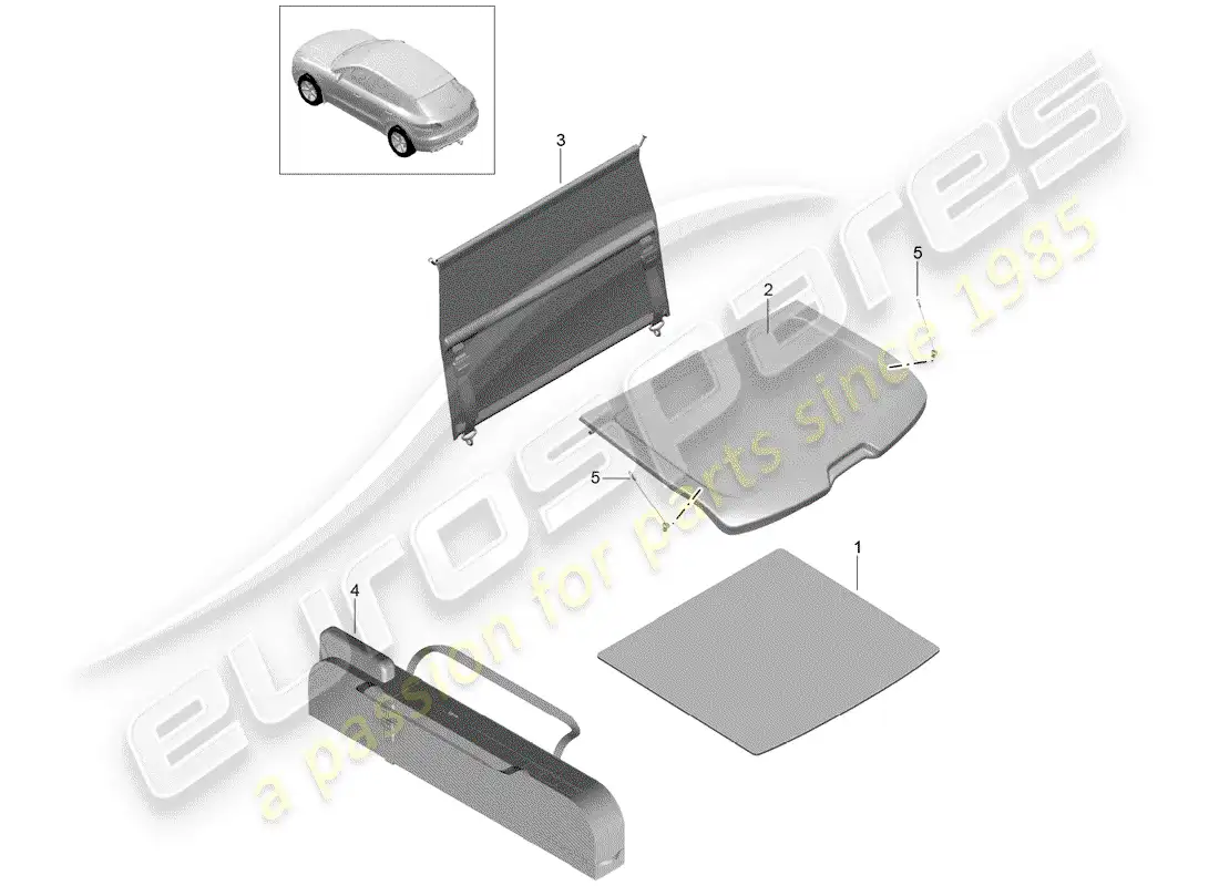porsche 2016 (macan) cubierta para maletero diagrama de piezas